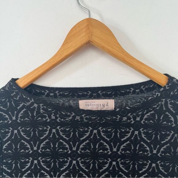 Philosophy Black Gray Textured French Quarter Pattern Long Sleeve T-Shirt - Picture 7 of 7